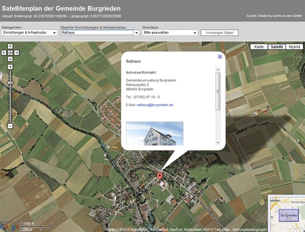 Screenshot Satellitenplan